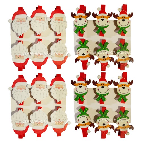 24 Klammern Holz Elche Nikolaus Christbaumschmuck Weihnachten Weihnachtsbaum Deko - zum Schließen ins Bild klicken